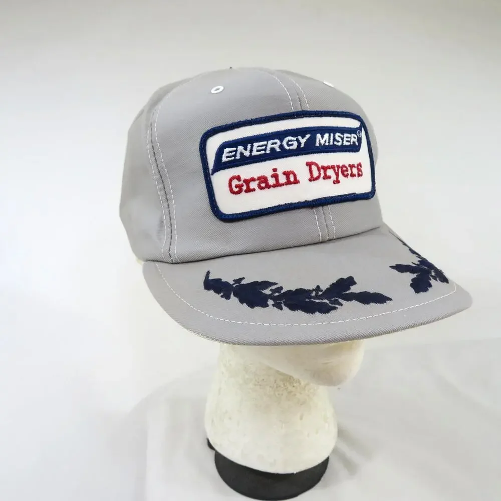 Energy Miser Grain Dryers Louisville MFG Co Hat Gray White Made in USA Snapback